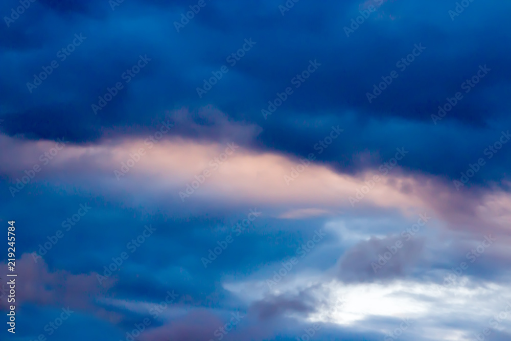 Dramatic sunset and sunrise, the dark sky.