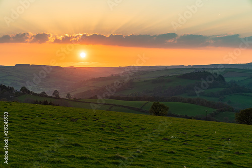 Sunset near Newcastle, Shropshire, England, UK