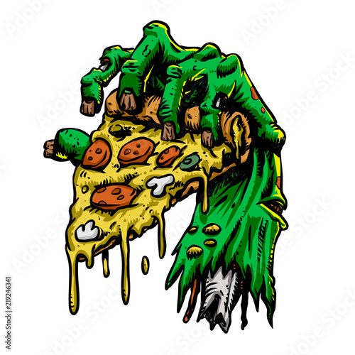 Zombie hand with pizza
