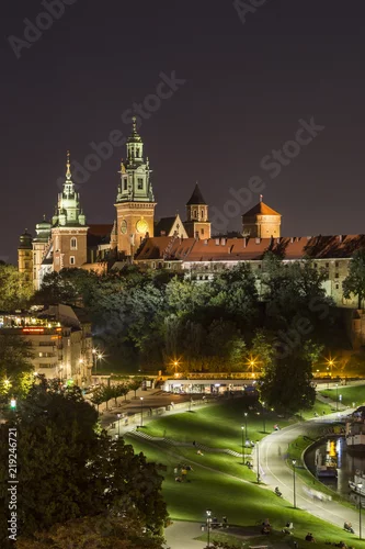 Fototapeta Zamek Królewski na Wawelu nocą - Kraków