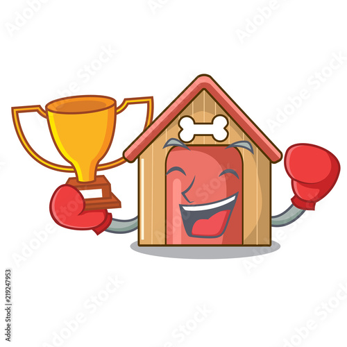 Boxing winner mascot dog house of wood home