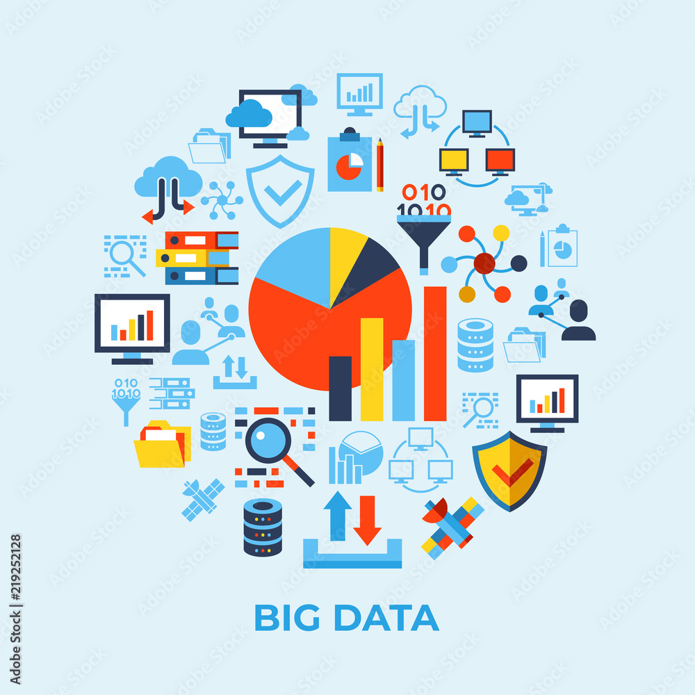Digital vector big data icons set