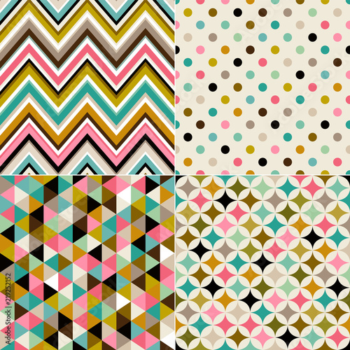 seamless multicolor geometric pattern set
