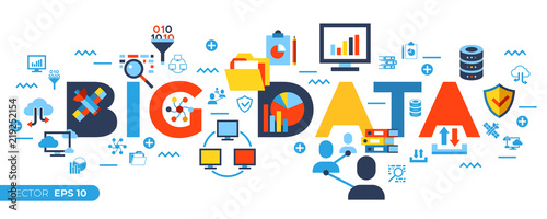 Digital vector big data icons set