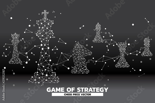 low polygon dot connected line of chess piece vector. icon for planning and strategy thinking