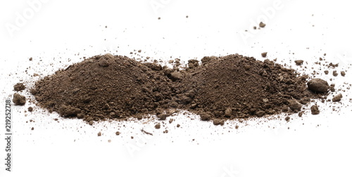 Dirt pile isolated on white background, with clipping path, side view