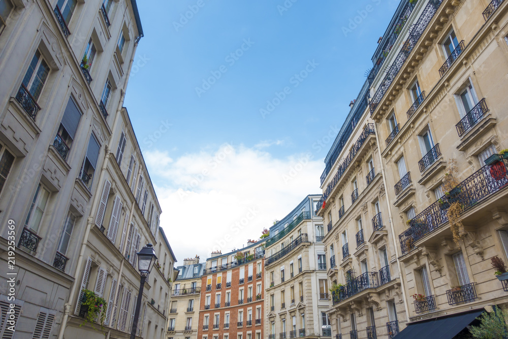 Facades in Paris, France.