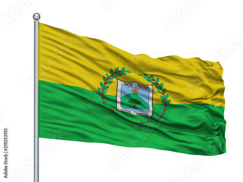 Vergara City Flag On Flagpole, Country Colombia, Cundinamarca Department, Isolated On White Background photo