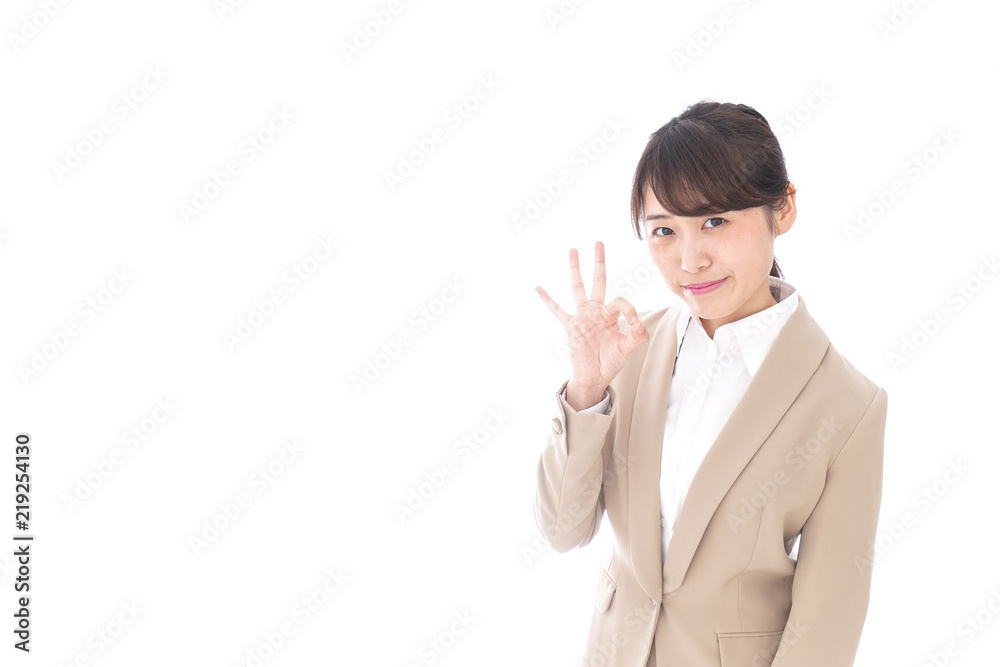 OKサインをする若いビジネスウーマン OKサインをする若いビジネスウーマン