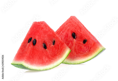 Slice of watermelon on white background photo