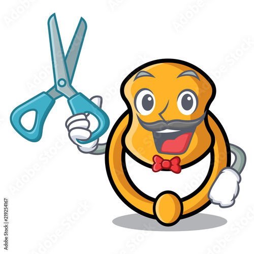 Barber door knocker isolated on character cartoon