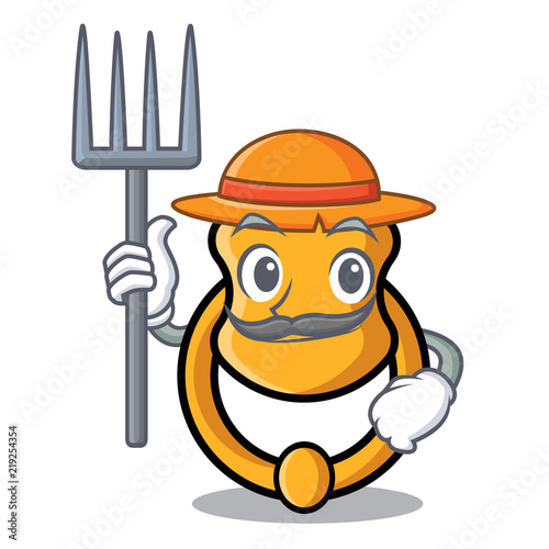 Farmer door knocker isolated on character cartoon