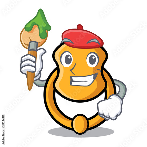 Artist door knocker isolated on character cartoon