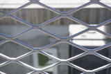 Close up Chain Fence. Metal mesh . White tone