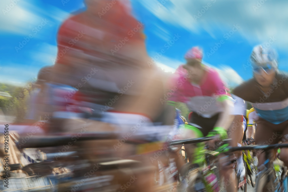 Obraz premium Group of cyclist during a race, motion blur