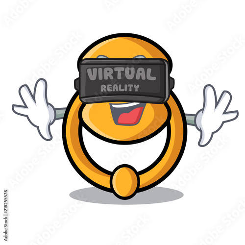 Virtual reality elegant fashion door knocker mascot cartoon
