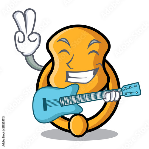 With guitar elegant fashion door knocker mascot cartoon