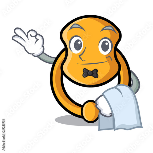 Waiter elegant fashion door knocker mascot cartoon