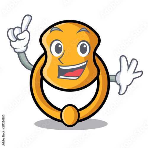 Finger vintage door knocker on mascot cartoon