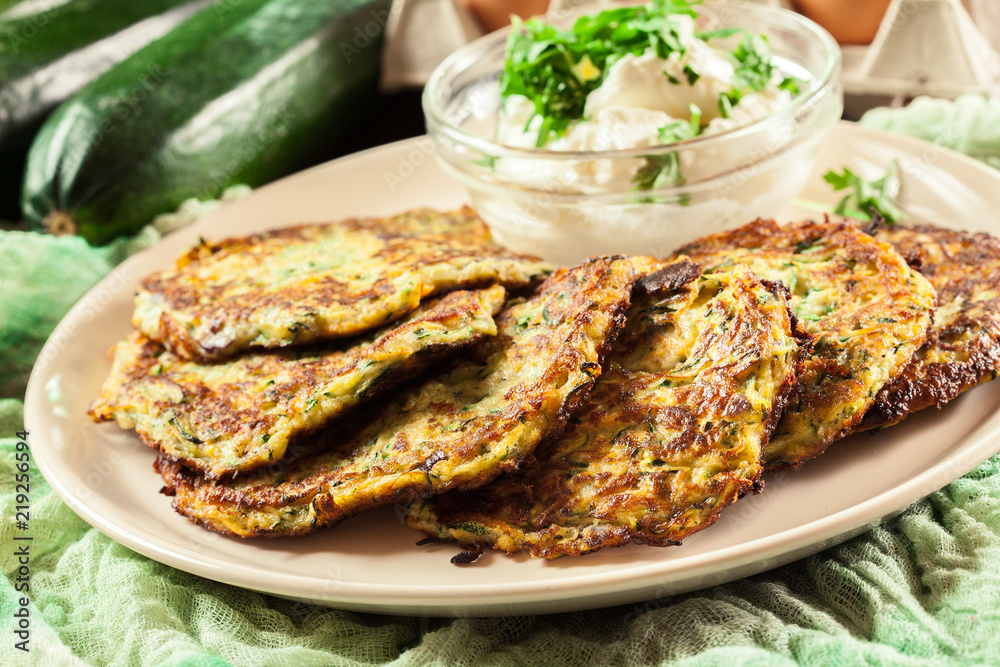 Zucchini fritters or pancakes Zucchini fritters or pancakes