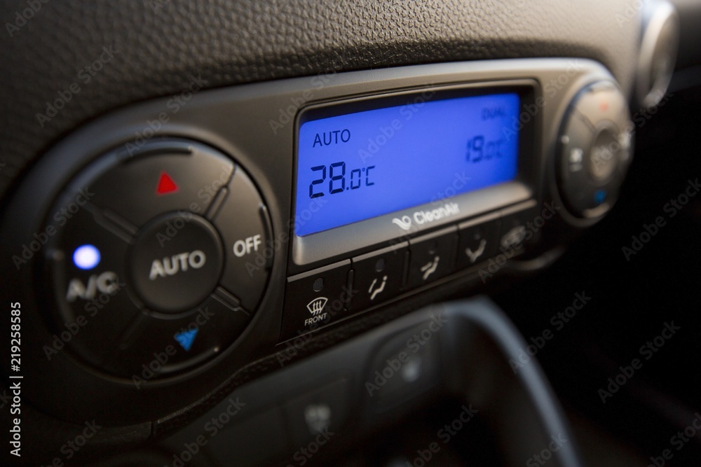 Closeup of Modern Air Conditioning and Heating Control Panel of Closeup of Modern Air Conditioning and Heating Control Panel of