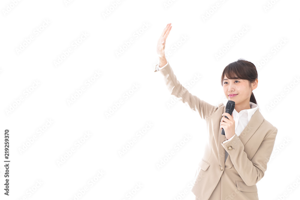 選挙演説をする女性 選挙演説をする女性