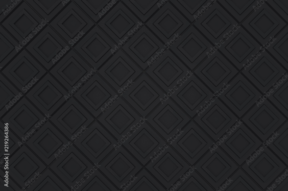 3d rendering. seamless modern black diangonal square pattern grid blocks wall background. 3d rendering. seamless modern black diangonal square pattern grid blocks wall background.