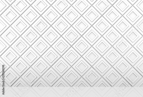 3d rendering. modern diangonal square pattern grid blocks wall and floor background.