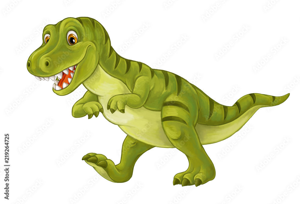 cartoon happy and funny dinosaur - tyrannosaurus - illustration for  children Stock Illustration | Adobe Stock