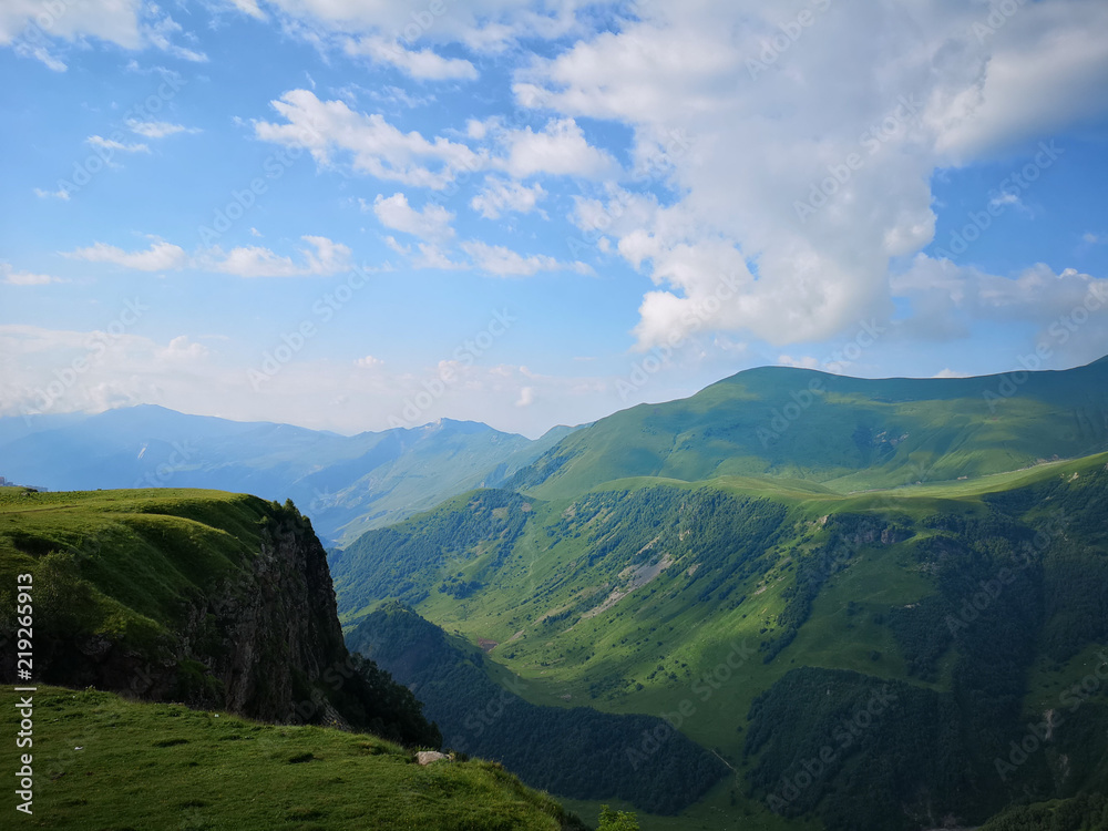Fototapeta premium Green mountains peaks during a summer
