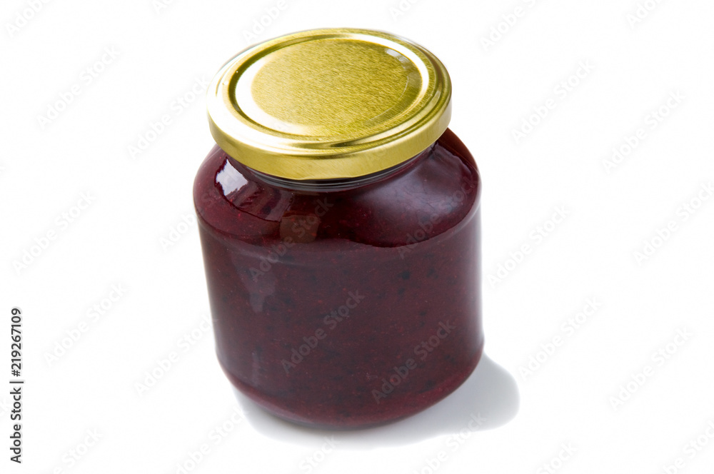 Black Currant Jam in Glass Jar
