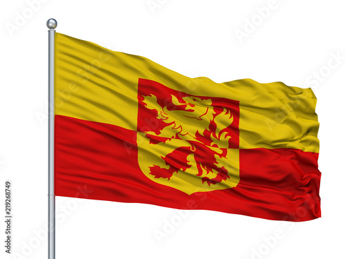 Larache Province City Flag On Flagpole, Country Morocco, Isolated On White Background photo