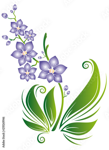 Fototapeta Naklejka Na Ścianę i Meble -  purple orchids ornament wall sticker