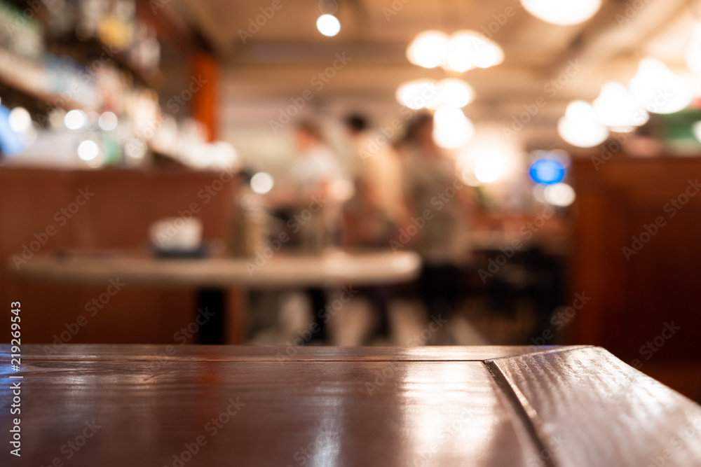 Bar Cafe Restaurant Table top counter blurred background