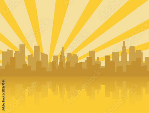 Gold city skyline silhouette