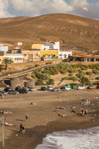 Waterfront cafes and restaurants in Ajuy, Fuerteventura, Canary Islands, Spain.