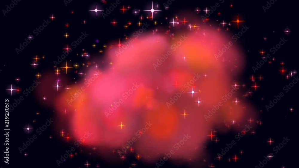 Abstract scientific computer animation with 3d rendering of objects in space red star on a black background Abstract scientific computer animation with 3d rendering of objects in space red star on a black background