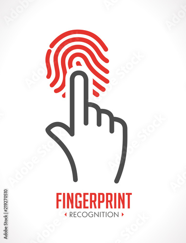 Logo - fingerprint recognition - biometric access control system concept 