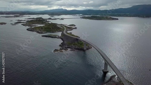 Aerial view of the Atlantic Ocean Road, in Norway. photo