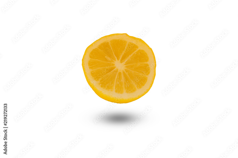 cutted fresh lemon with shadow isolated on white background cutted fresh lemon with shadow isolated on white background