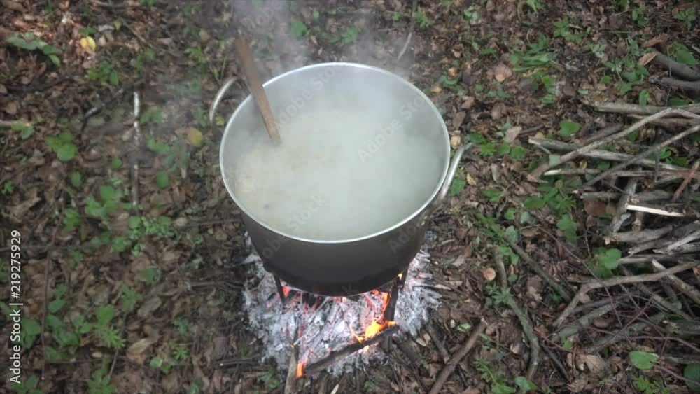 In the black cauldron on the fire prepare porridge In the black cauldron on the fire prepare porridge