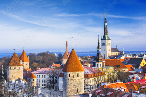 Tallinn old town in winter, Estonia. Famous tourist destination. photo
