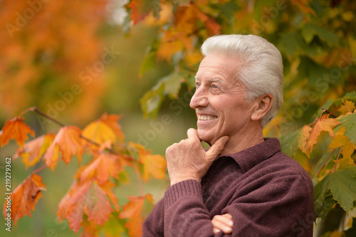 Close up portrait of senior man posing