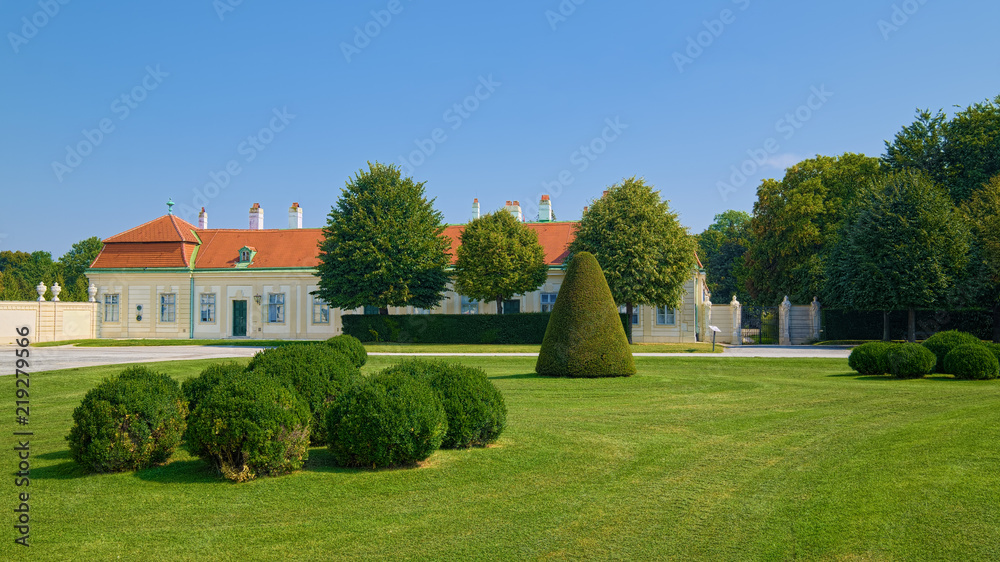 Landscape in garden of Upper Belvedere Palace in Vienna, Austria
