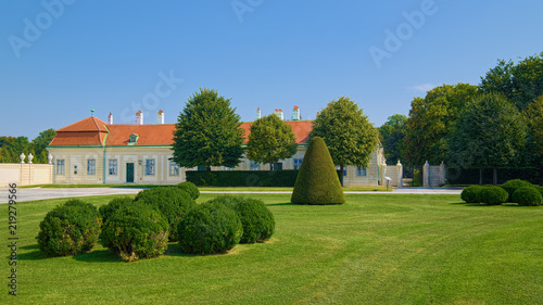 Landscape in garden of Upper Belvedere Palace in Vienna, Austria