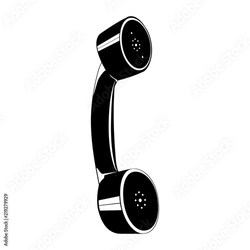 Handset. A telephone handset icon composed of two shapes in black and white. Easy color change. Flat vector.