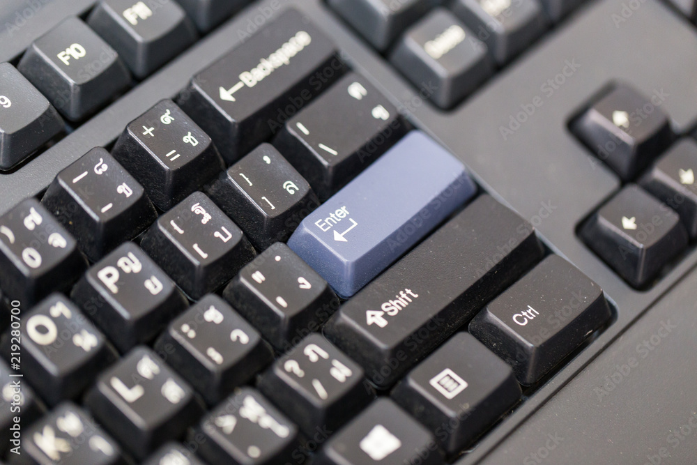 Keyboard with purple enter button Keyboard with purple enter button