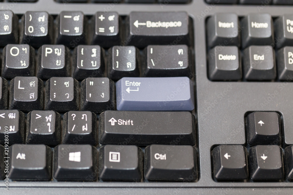 Keyboard with purple enter button Keyboard with purple enter button
