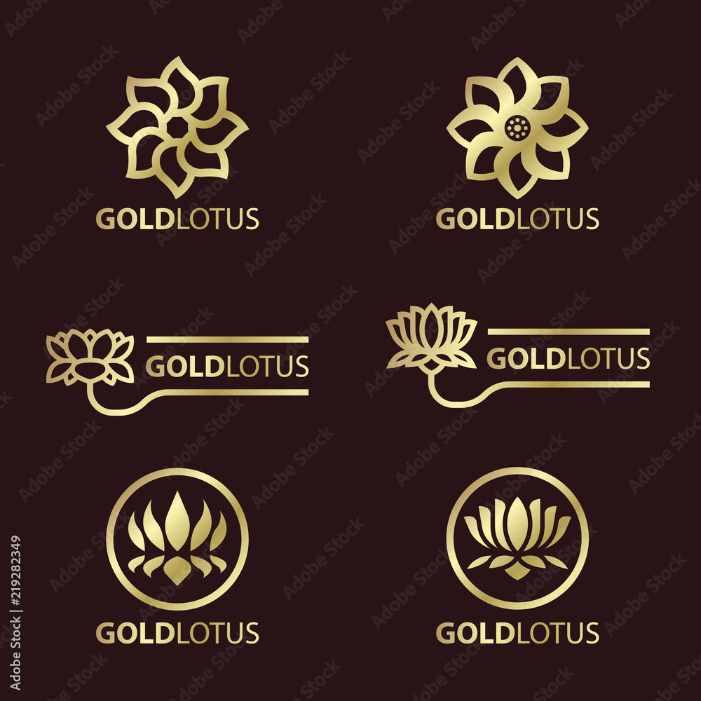 Gold luxury lotus flower logo sign vector set design Stock Vector ...