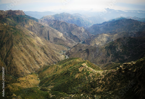 Panorama view to Adi Alauti canyon in Eritrean Highlands, Qohaito, Eritrea